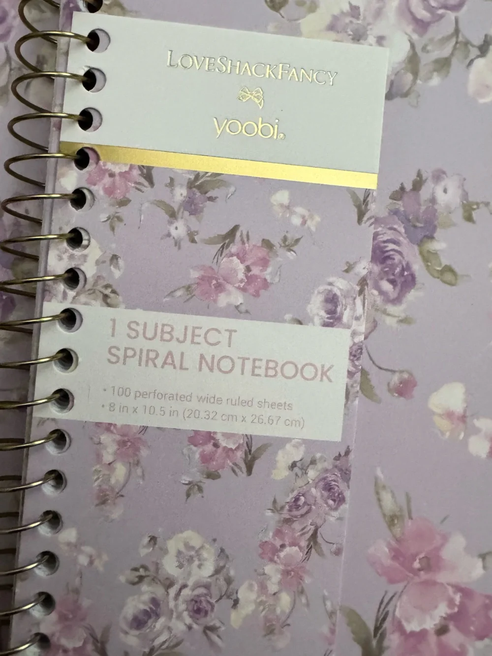 Loveshackfancy 3 pack - Yoobi Purple Floral Spiral Notebook.